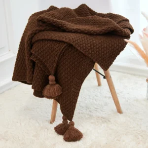 Nordic Tassel Pom-pom Knitted Throw Blanket