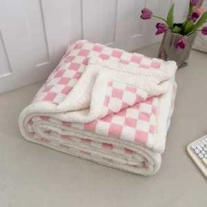 Double Layer Checkerboard Throw Blanket