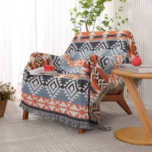 Geometric Woven Tapestry Blanket