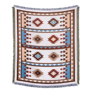 Customizable Boho Woven Cotton Polyester Blanket