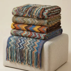 All-season Geometric Woven Throw Blanket