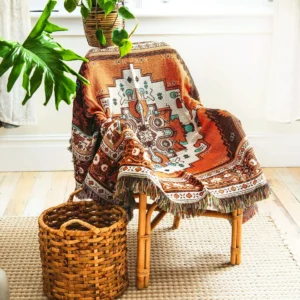 Bohemian Multi- Floral Woven Blanket