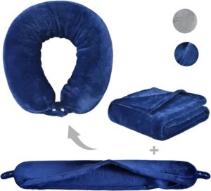 Soft Foldable Travel Blanket with Neck Pillow