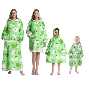 Cozy Flannel Fleece Hooded Blanket Sweatshirt