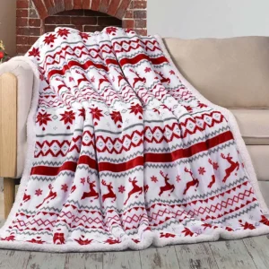 Reversible Sherpa Fleece Throw Blanket