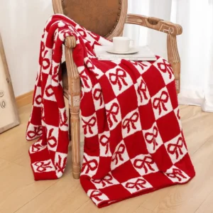 Ultra Soft Red Christmas Knitted Throw Blanket