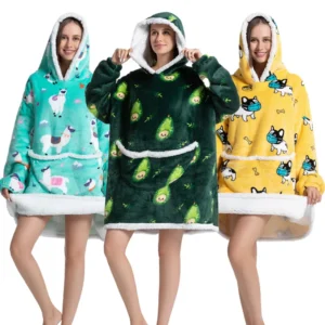 Wearable Flannel Fleece Blanket Hoodie