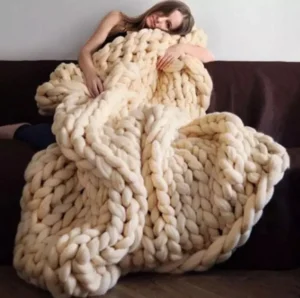 Solid Crochet Throw Blanket