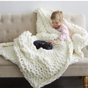 Handmade Knitted Chenille Travel Blanket