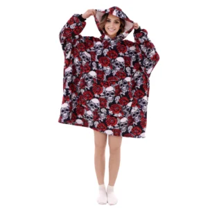 Personalized Oversized Flannel Sherpa Hoodie Blanket
