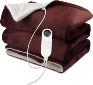 Electric Heated Blanket with Faux Fur Sherpa