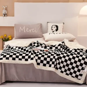 Classic Checkerboard Lamb Fleece Blanket